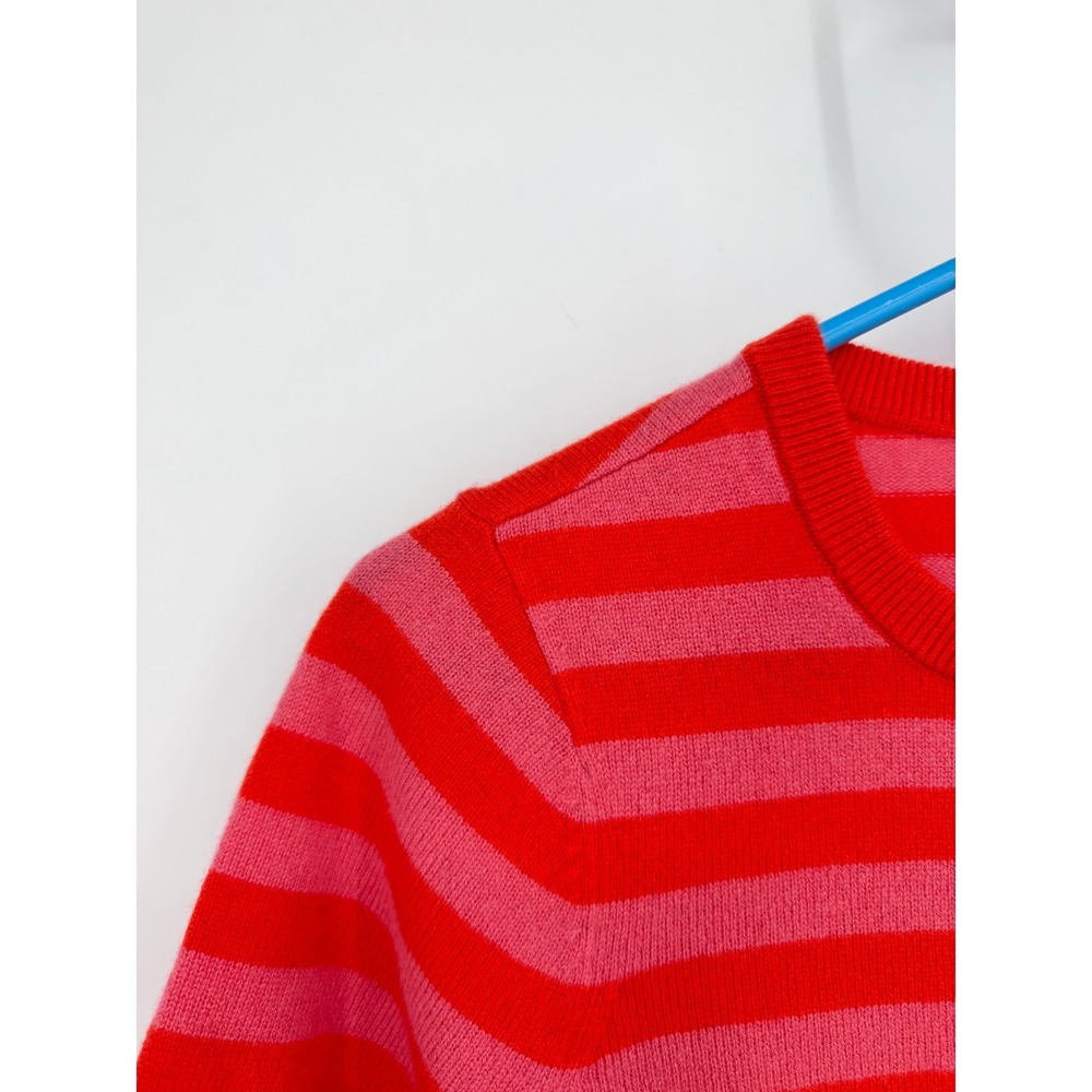 NEW Outerknown Red Pink Stripe 100% Cashmere Short Sleeve Sweater XS 2450002 - Picture 5 of 15